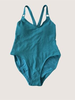 NWT Old Navy Teal Ribbed One-Piece Scoop Neck Tank Swimsuit XXL